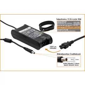  Dell PA-10 19.5V 4.62A 90W gyári új töltő (9T215, PA-1900-02D2)