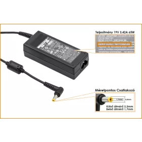   Acer 19V 3.42A 65W gyári új töltő (LC.ADT01.006, PA-1700-02)