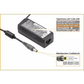   IBM Lenovo ThinkPad 20V 3.25A 65W gyári új töltő (92P1105, 92P1109)