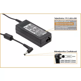   Asus 19V 3.42A 65W gyári új töltő (EXA0703YH, PA-1650-01, PA-1700-02, ADP-65JH DB)