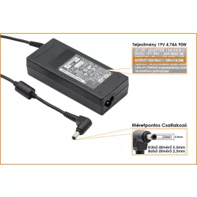   Asus 19V 4.74A 90W gyári új töltő (ADP-90SB BB, PA-1900-24, EXA0904YH)