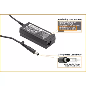   HP Compaq ED494AA 18.5V 3.5A 65W center-pin, középső tüskés gyári új töltő (391172-001, 391172-001)