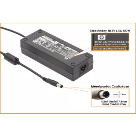 HP 18.5V 6.5A 120W, center pin, gyári új töltő (PPP016H)
