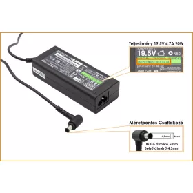   Sony VGP-AC19V32 19.5V 4.7A 90W gyári új töltő (PCGA-AC19V10, PCGA-AC19V11)
