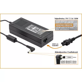   Acer 19V 7.1A 135W gyári új töltő (PA-1121-02, 0227A20120)