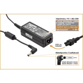   Acer Aspire One 19V 1.58A 30W gyári új netbook töltő (PA-1300-04, ADP-30JH B)