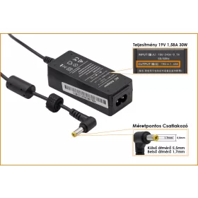   Acer Aspire One 19V 1.58A 30W helyettesítő új netbook töltő (PA-1300-04, ADP-30JH B)