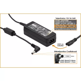 Asus EEEPC 12V 3A 36W gyári új netbook töltő (ADP36EH C)