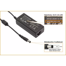   HP Compaq  ED494AA 18.5V 3.5A 65W center-pin középső tüskés helyettesítő új töltő (391172-001, 391172-001)
