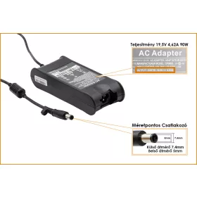   Dell PA-10 19.5V 4.62A 90W helyettesítő új töltő (9T215, PA-1900-02D2)