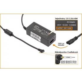   Samsung ATIV Smart PC XE700T1C új helyettesítő tablet töltő, 12V 3.33A 40W