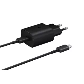   SAMSUNG Galaxy hálózati töltő Type-C aljzat (25W, PD gyorstöltő 3.0 + 100cm Type-C kábel, OEM) FEKETE