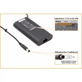 Dell 19.5V 4.62A 90W gyári új töltő (06C3W2, LA90PM130)