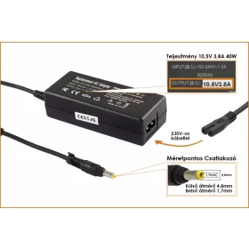   Sony 10.5V 3.8A 40W helyettesítő új netbook töltő (VGP-AC10V5, VGP-AC10V2)