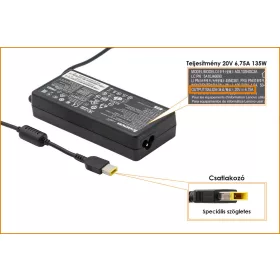   Lenovo 20V 6.75A 135W gyári új töltő, sárga téglalap alakú csatlakozóval, 45N0501