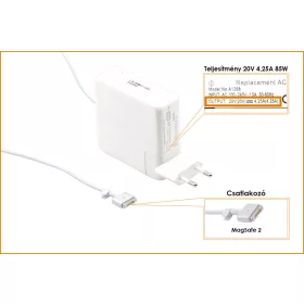   Apple 20V 4.25A 85W MagSafe 2 helyettesítő új töltő (A1424)