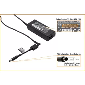   HP Compaq 19.5V 4.62A 90W center-pin, középső tüskés gyári új töltő (677777-001, 693712-001)