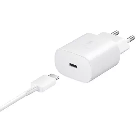   SAMSUNG Galaxy hálózati töltő Type-C aljzat (25W, PD gyorstöltő 3.0 + 100cm Type-C kábel, OEM) FEHÉR