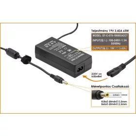 Lenovo IdeaPad 19V 3.42A  65W helyettesítő új töltő