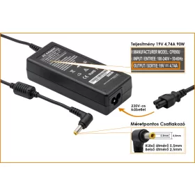 Lenovo IdeaPad 19V 4.74A 90W helyettesítő új töltő