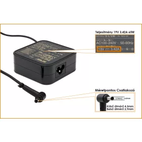   Asus 19V 3.42A 65W gyári új töltő (PA-1650-48, 0A001-00440600)