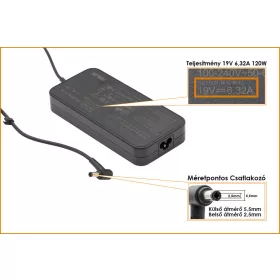   Asus 19V 6.3A 120W 5.5mm/2.5mm gyári új töltő (PA-1121-28, 0A001-00060900, 0A001-00062000)