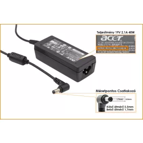   Acer 19V 2.1A 40W gyári új töltő (PA-1400-26, KP.0400H.003)