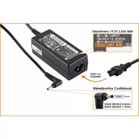   HP 19.5V 2.05A (4mm x 1.7mm) 40W gyári új töltő (HSTNN-CA18)