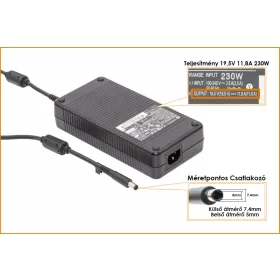   HP EliteBook 8760w, 8770w, ZBook 17, 17 G2 19.5V 11.8A 230W gyári új töltő (693706-001, 677766-003)