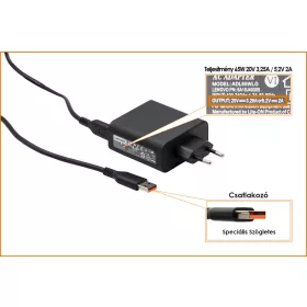   Lenovo Yoga 700 (discrete VGA), Yoga 900 20V 3.25A / 5.2V 2A 65W gyári új töltő (GX20K15998)