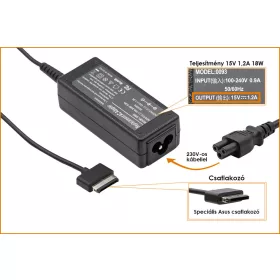   Asus EeePad Transformer TF101, TF201, SL101 15V 1.2A 18W helyettesítő új töltő