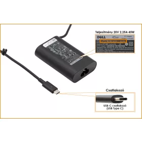   Dell 45W USB-C (Type-C) gyári laptop töltő (20V 2,25A) 0HDCY5