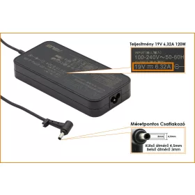   Asus Zenbook/ROG 19V 6.32A 120W center pin (4.5mm/3mm) gyári új töltő (ADP-120RH, 0A001-00061800)