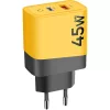 TACTICAL MICROGRID hálózati töltő USB+Type-C aljzat (45W, GaN, PD gyorstöltő 3.0) CITROMSÁRGA