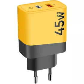   TACTICAL MICROGRID hálózati töltő USB+Type-C aljzat (45W, GaN, PD gyorstöltő 3.0) CITROMSÁRGA