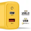 TACTICAL MICROGRID hálózati töltő USB+Type-C aljzat (45W, GaN, PD gyorstöltő 3.0) CITROMSÁRGA