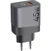 TACTICAL MICROGRID hálózati töltő USB+Type-C aljzat (45W, GaN, PD gyorstöltő 3.0) SÖTÉTSZÜRKE