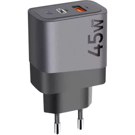   TACTICAL MICROGRID hálózati töltő USB+Type-C aljzat (45W, GaN, PD gyorstöltő 3.0) SÖTÉTSZÜRKE