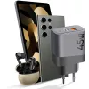 TACTICAL MICROGRID hálózati töltő USB+Type-C aljzat (45W, GaN, PD gyorstöltő 3.0) SÖTÉTSZÜRKE