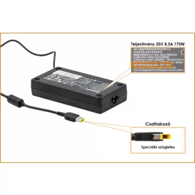   Lenovo 20V 8.5A 170W gyári új töltő, sárga téglalap alakú csatlakozóval (45N0558, 45N0514, 45N0370)