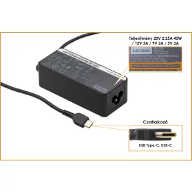   Lenovo 20V 2.25A 45W USB-C (Type-C) gyári új töltő (00HM663)