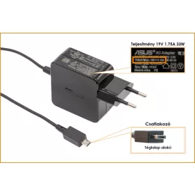 Asus X205TA, R209H 19V 1.75A 33W (M-PLUG) gyári új töltő