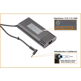   HP 19.5V 7.7A 150W vékony center-pin 4.5mm * 3mm gyári új ovális laptop töltő, (917649-850)