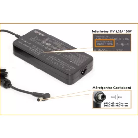   Asus 19V 6.32A 120W gyári új töltő, PA-1121-28, (csatlakozó átmérő: 6mm/4mm)