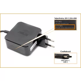   Asus gyári 5V/9V/12V/15V/20V 2-3A/2,25A 45W USB-C töltő (0A001-00238500)