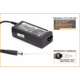   HP Compaq ED494AA 19.5V 3.33A 65W center-pin, középső tüskés gyári új töltő (391172-001, 391172-001)
