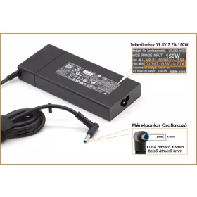   HP 19.5V 7.7A 150W vékony center-pin 4.5mm x 3mm gyári új töltő, (776620-001)