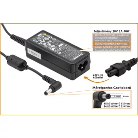   Lenovo IdeaPad 20V 2A  40W gyári új netbook töltő (41R4441,45K2200)
