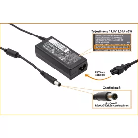   Dell PA-21 19.5V 3.34A 65W nyolcszögletű (octagonal) fejű gyári új töltő (NX061, HR763)