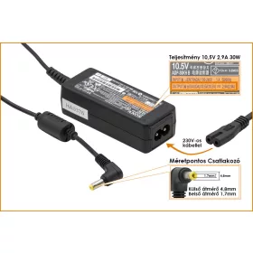   Sony 10.5V 2.9A 30W gyári új netbook töltő (VGP-AC10V5, VGP-AC10V2)